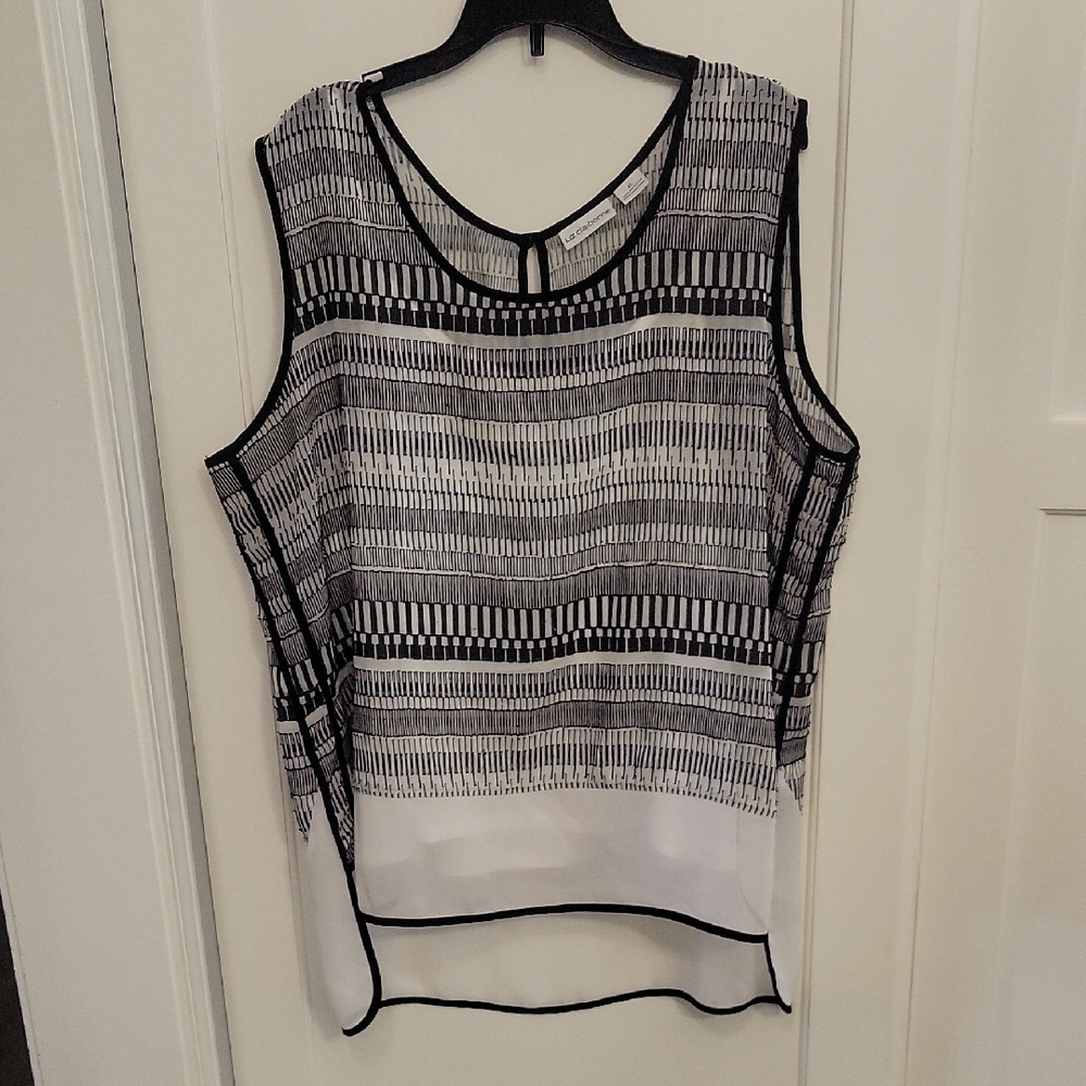 Liz Claiborne Black and White Sheer Sleeveless Top Size Xl